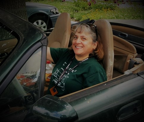 Rona Dexler in a Mazda MX-5 Miata