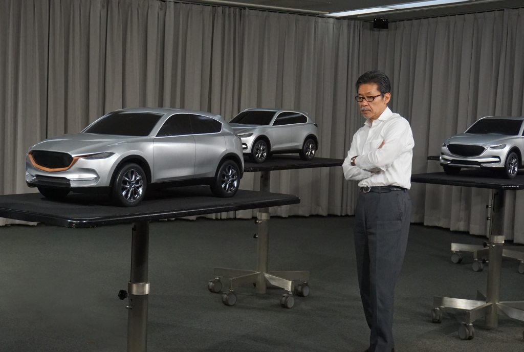 Yutaka Sukegawa with Clay Models of Mazda Concept Vehicles
