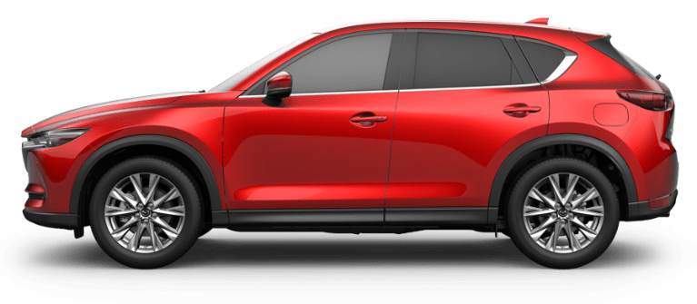 Perfil lateral del Mazda CX-5 2019 diésel – Soul Red Crystal Metallic