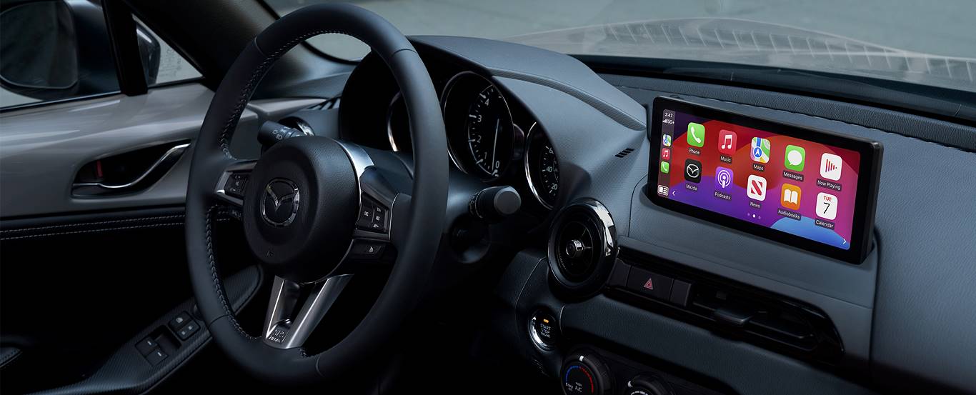 2024 Mazda MX-5 Miata dashboard with Apple CarPlay 