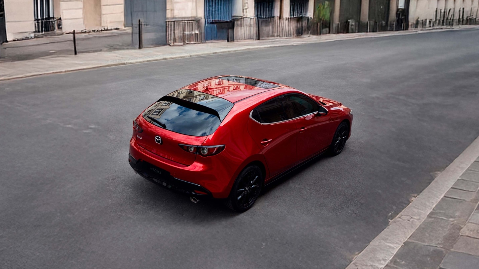 2026 mazda3 hatchback passenger side rear exterior view 