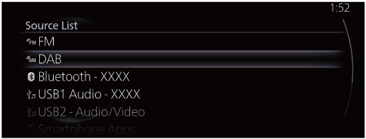 Dab Raido Menu Select “DAB” on the Source List screen.